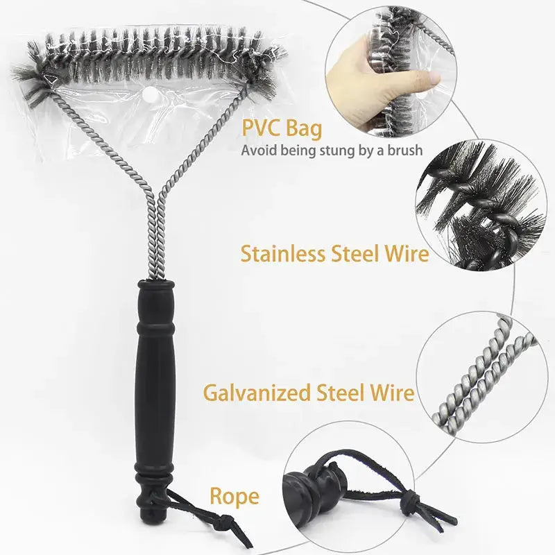 Stainless Steel Barbecue Grill Cleaning Brush With Durable Bristles Nonstick Safe Scrubber For Grates And Outdoor Grills
