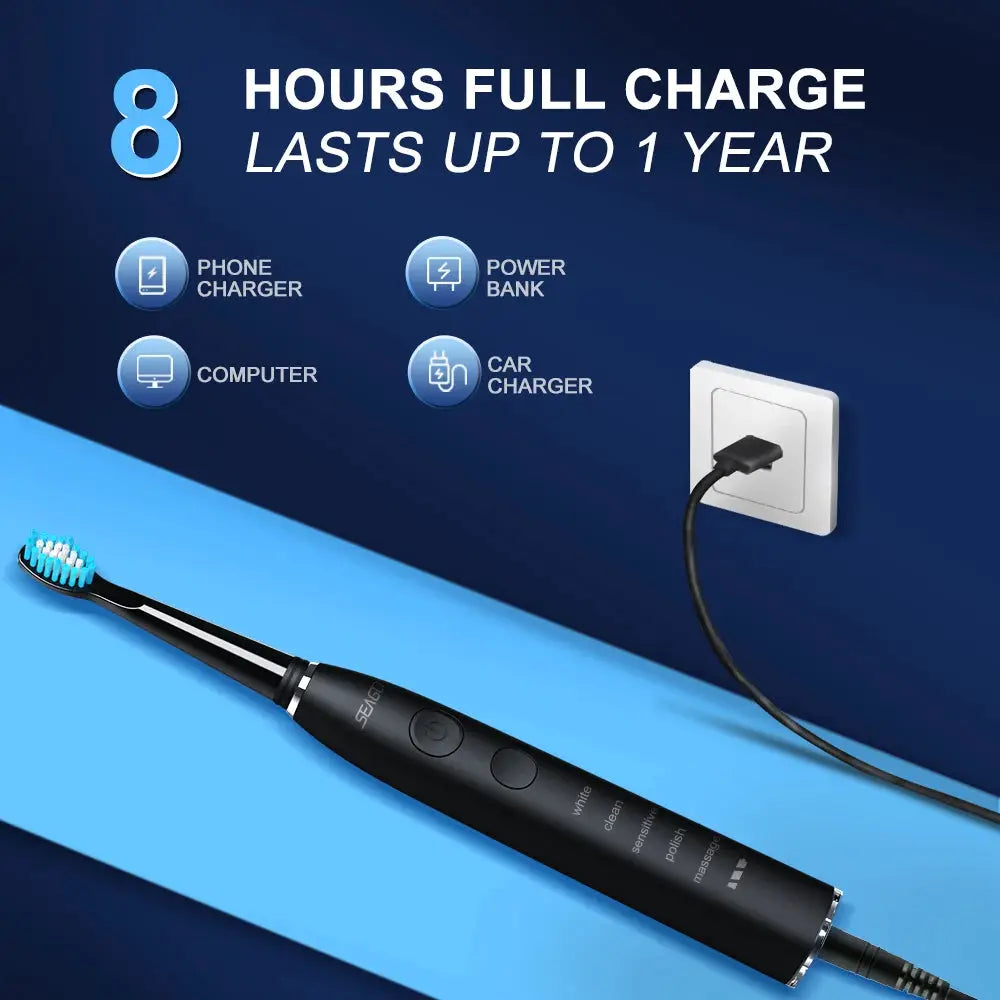 Seago Electric Toothbrush USB Rechargeable With 360 Days Battery Life And Advanced Acoustic Wave Cleaning Technology