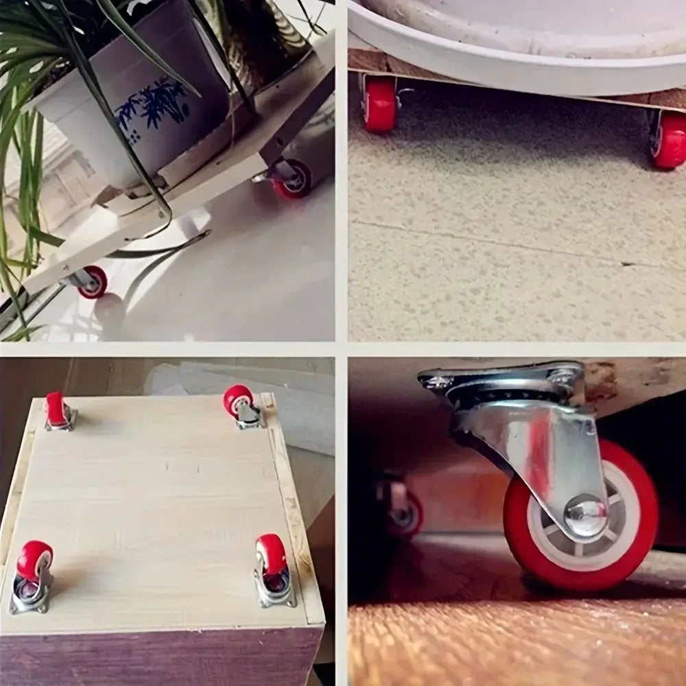 4 Pack PVC Casters 1.97 Inch Universal and Directional Quiet Red Wheels for Wheelbarrows and Furniture Trolleys