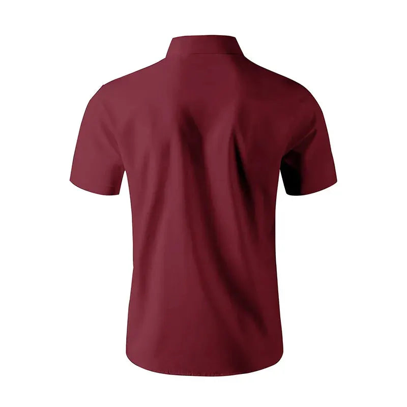 Men's business casual short-sleeve shirt in burgundy by Simples Market