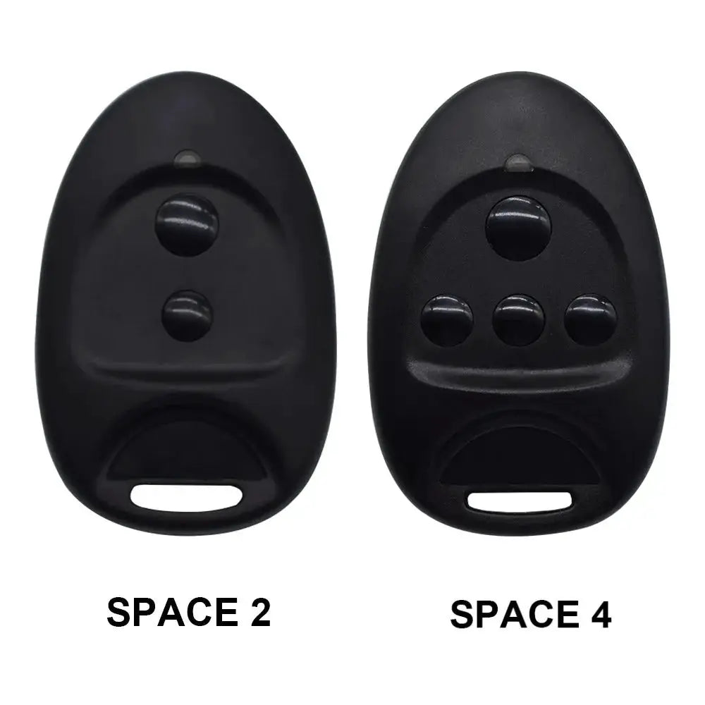 SPACE 2 and SPACE 4 black handheld remotes for gate/garage door control, two units