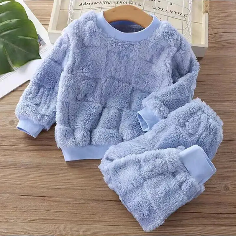 CozyKids Korean Velvet Baby Pajama Set For Autumn Winter Ultra Warm Velour Sleepwear For Babies And Toddlers