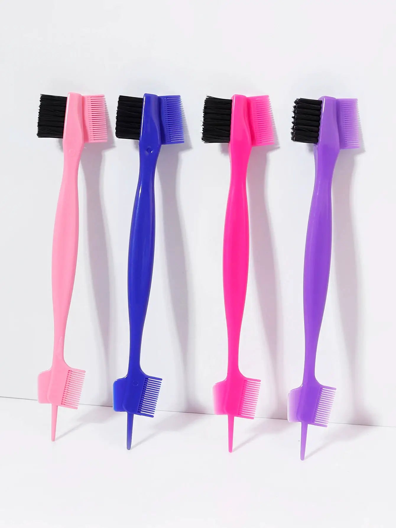 5-pack edge control brush and comb set for real hair wigs with colorful handles
