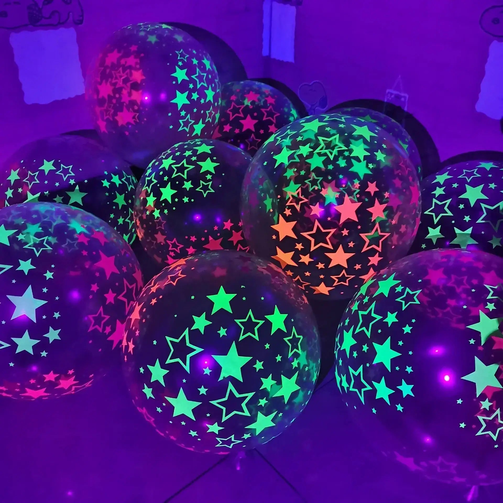Happy Birthday Neon Glow Balloons Glow Under Blacklight Fluorescent Balloons For Neon 80s 90s Theme Party Decor
