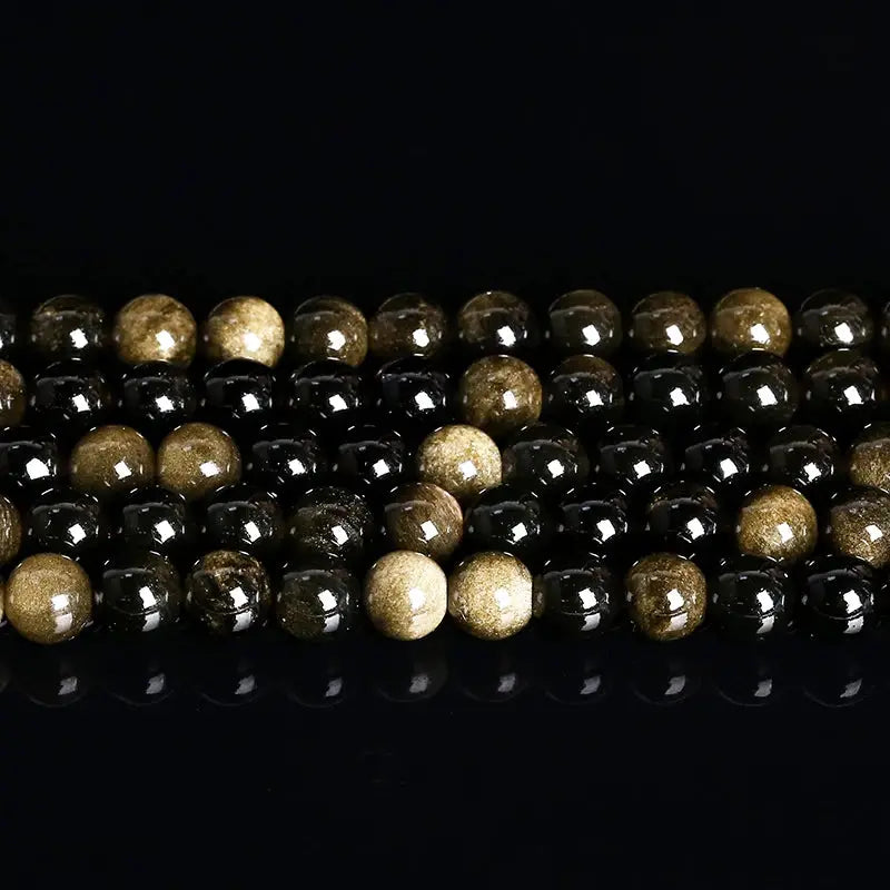 Natural Stone Golden Obsidian Irisation Round Beads 4mm 6mm 8mm 10mm 12mm Spacer Jewelry Making Bracelet Necklace