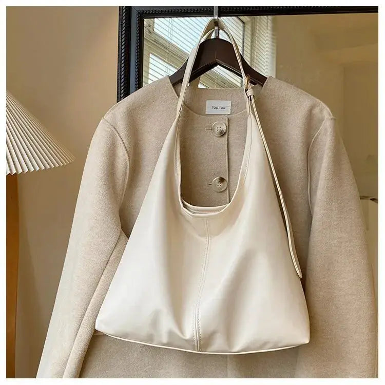 HOMEFISH New Women Commuter Tote Bag Vintage Style Large Capacity Handheld Shoulder Bag PU Leather