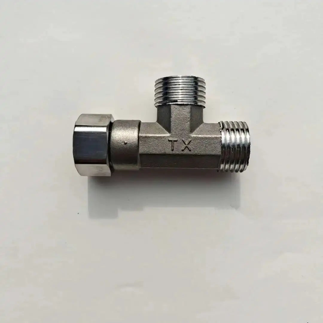 G1/2 T-valve diverter with three outlets; metal body with chrome finish