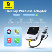 Baseus CarPlay Wireless Adapter by Simples Market; silver/black dongle with USB, auto-connect Bluetooth 5.0