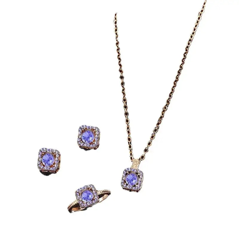 1 Set Premium Cube Jewelry Ensemble Necklace Earrings Ring Set for Women Fashion Jewelry Gift Valentines Day Christmas