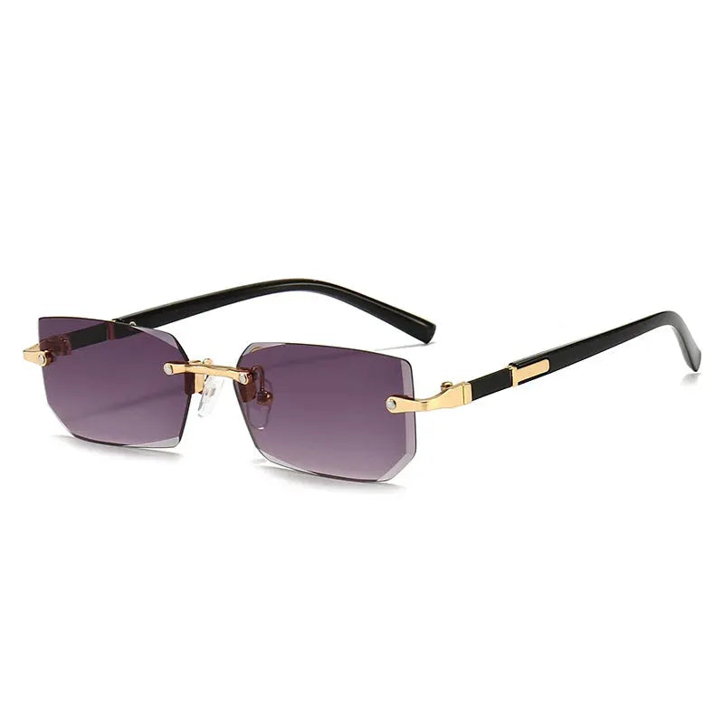 NovaVista Rimless Rectangle Sunglasses Unisex Lightweight Small Square Shades With Mirror Lenses For Summer Travel