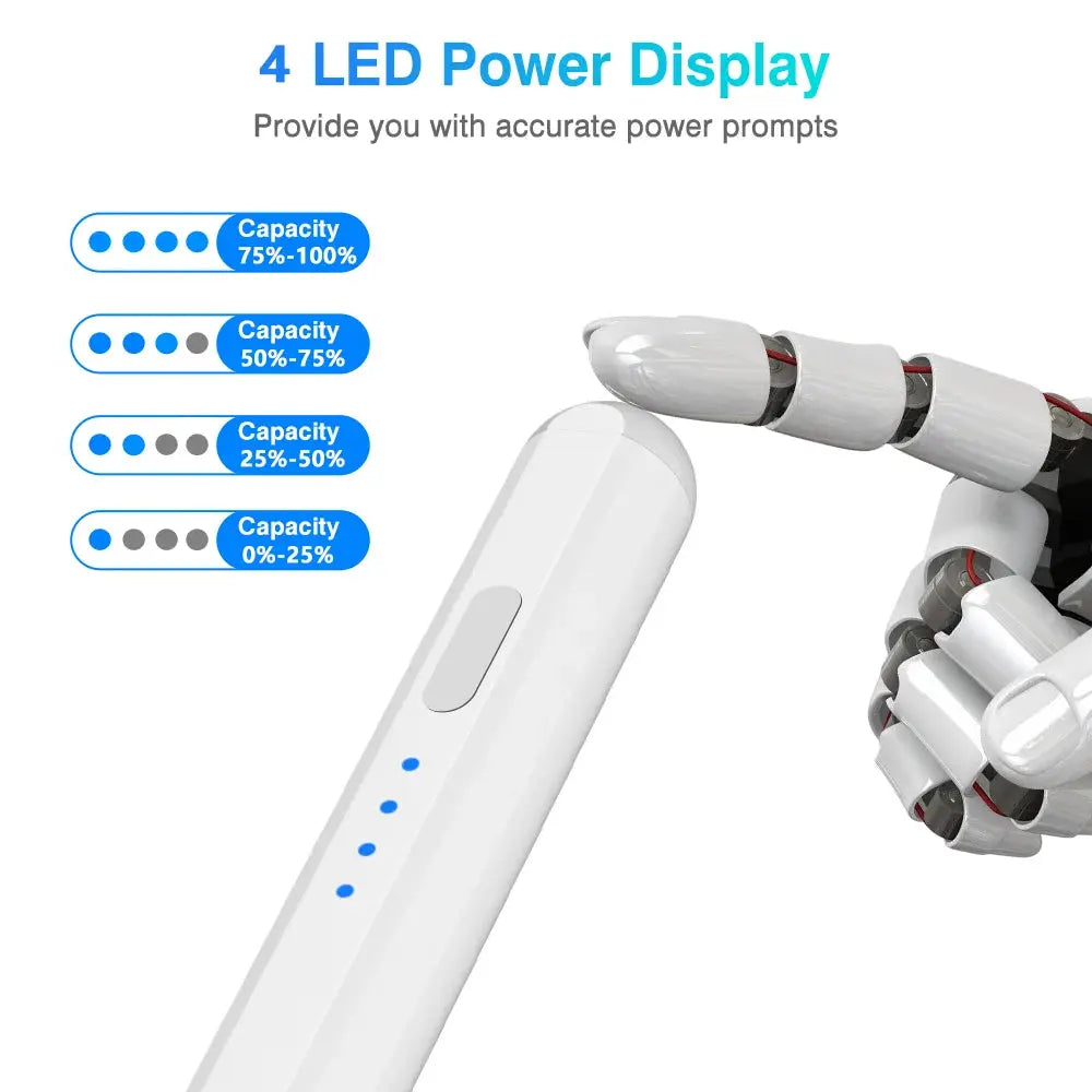 Universal white stylus pen by Simples Market for Android and iOS with LED power indicators
