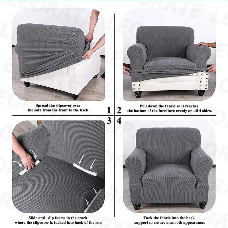 Simples Market gray jacquard polyester armchair slipcover; elastic, 1-seat cover.