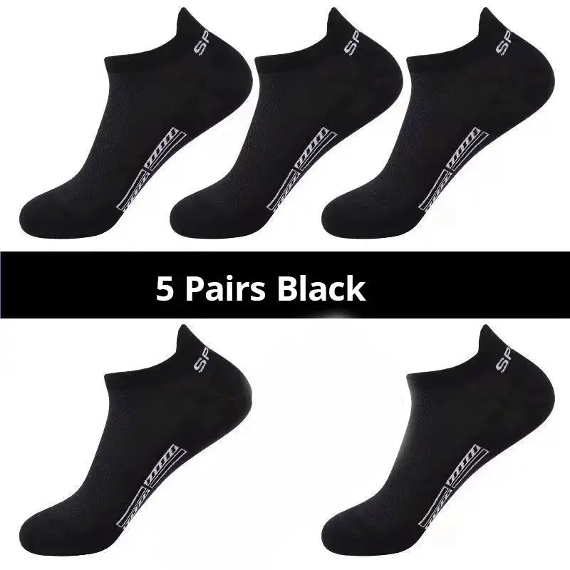 Men's Summer Thin Mesh Breathable Polyester Sports Socks 5 10 20 Pairs Sweat Absorbing Short Socks For Active Wear
