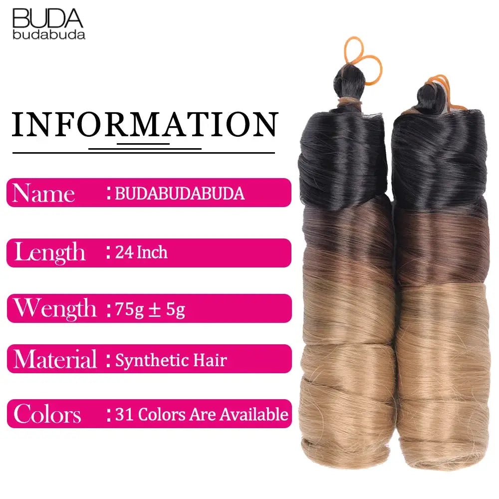 Two 24-inch Simples Market French Curls synthetic braided hair bundles in black-to-blonde gradient with spiral curls