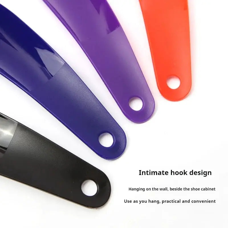Plastic shoe horn set, 16 cm short handles, assorted colors for home use