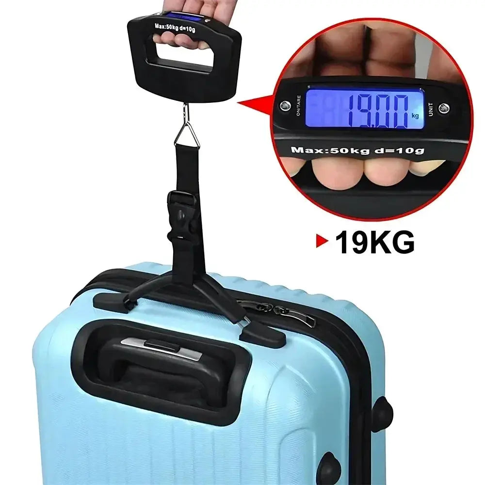 TravelEase 50kg Digital Luggage Scale With Backlit Display Portable Suitcase Weighing