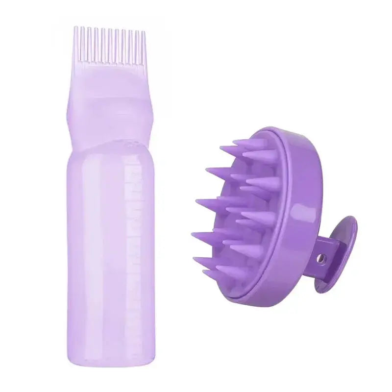 Silicone Shampoo Brush Head Scalp Massage Comb Hair Dye Tint Oil Applicator Bottle With Brush