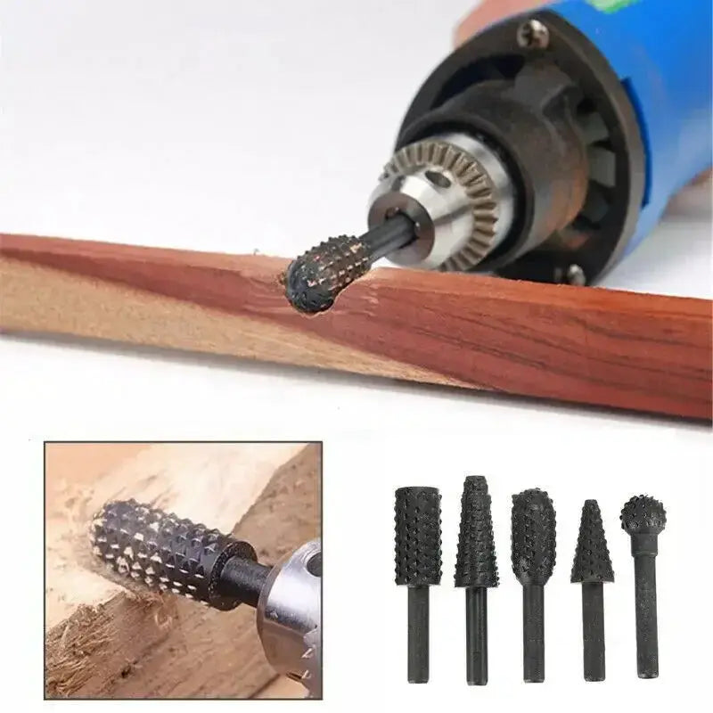 Five Piece One Quarter Inch Drill Bit Set For Woodworking HSS Titanium Coated Cutting And Carving Tools