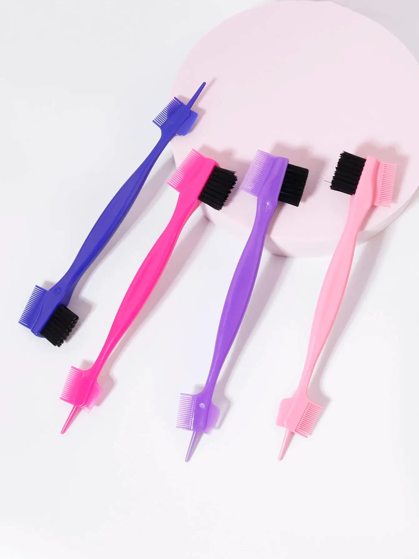 Simples Market 5-piece edge control brush comb set in blue, pink and purple for real hair wig edges