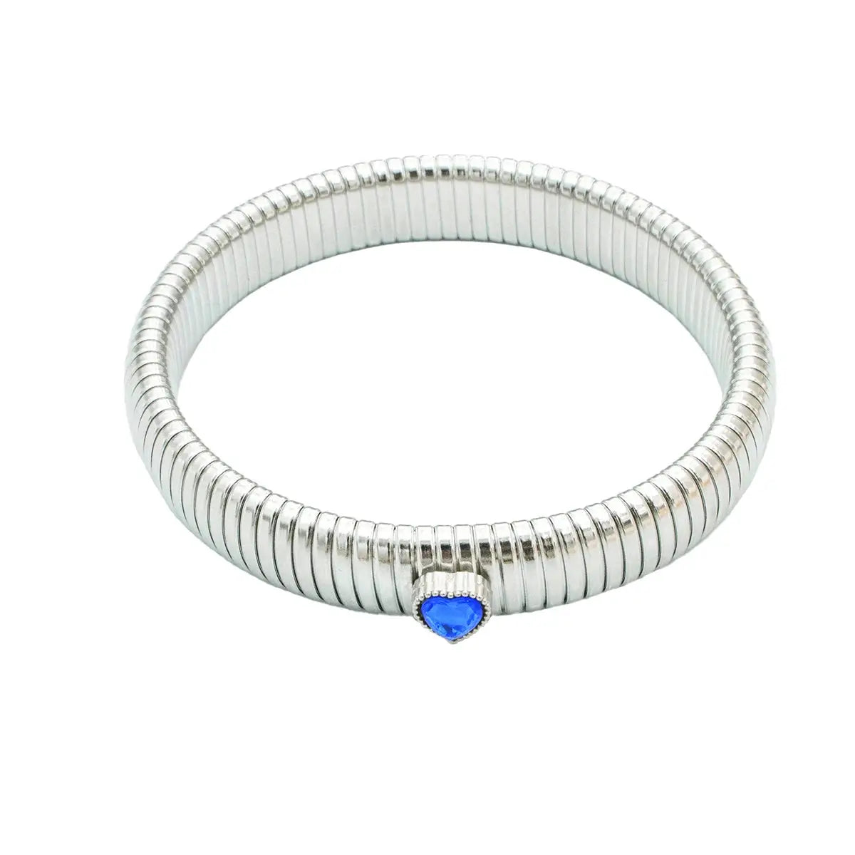 Waterproof Stainless Steel Retro Elastic Thick Metal Polish Bracelet 18K Gold Plated Unisex Jewelry For Men Women