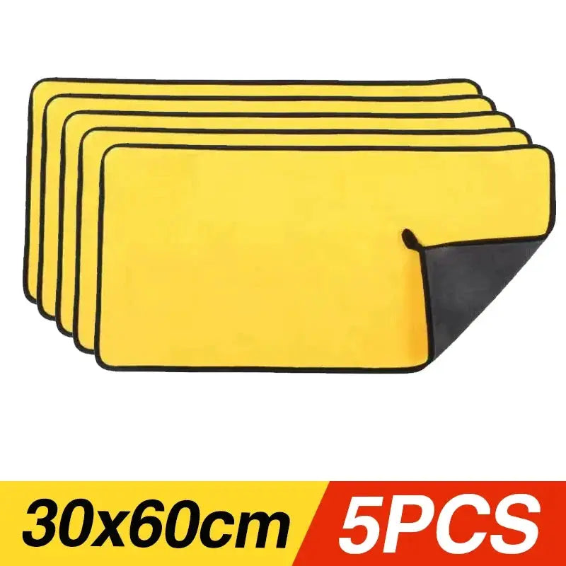 Simples Market car wash microfiber towels, thickened yellow cleaning cloths, 30x60 cm, 5 pcs