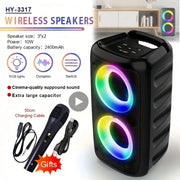 AyeBeau Portable Bluetooth Karaoke Speaker With FM Radio Microphone LED Lamp And TWS Subwoofer