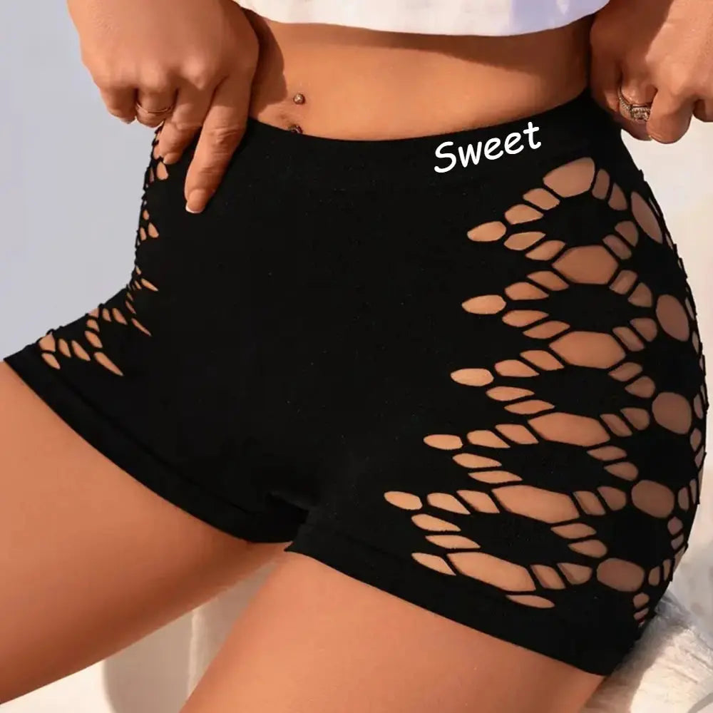 Simples Market seamless underpants shorts with black side hollow-out mesh panels