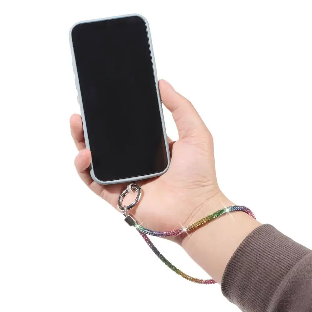 Glitter Rhinestone Phone Lanyard Crystal Wrist Strap Anti Lost Keychain Hanging Accessory For Secure Phone