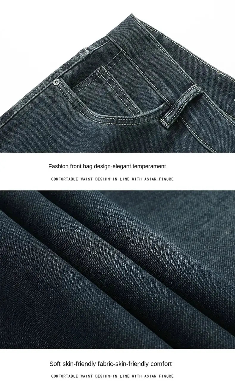 Simples Market men's dark indigo denim baggy jeans with front pockets and belt loops