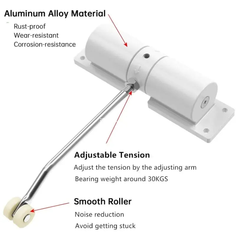 Door closer by Simples Market, 30kg adjustable tension with aluminum alloy body and safety spring