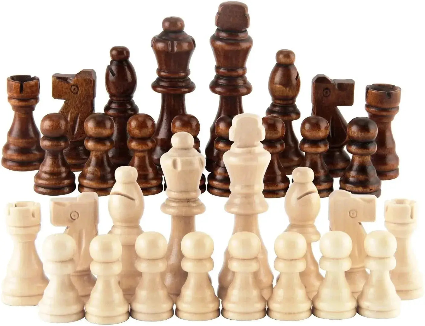 32 Pieces Wooden Chess Set Staunton Style Tournament Chessmen 8cm King Height No Board