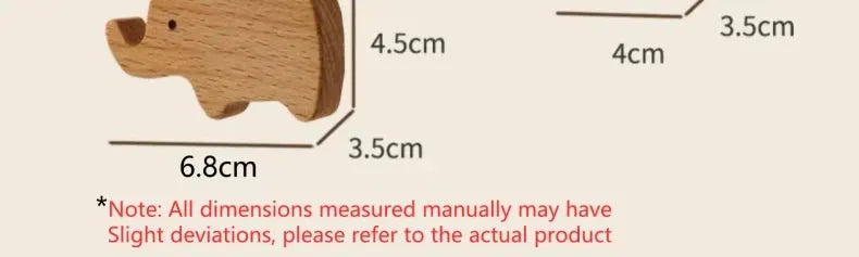 Simples Market cute wooden animal wall hook for children's room; natural solid wood coat and keychain hanger.