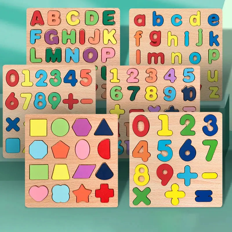 Montessori Wooden Puzzle For Kids Alphabet Arithmetic Numbers And Geometric Shapes Educational Toy