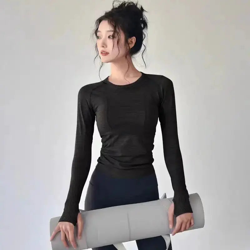 ZenFit Seamless Womens Slim Fit Long Sleeve Yoga Top Breathable Nylon Elastane For Yoga Running Gym