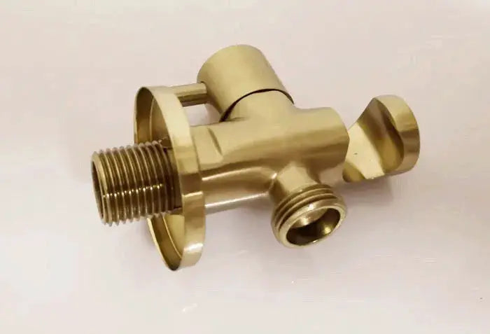 Brass handheld bidet shower valve with threaded inlet and side outlet