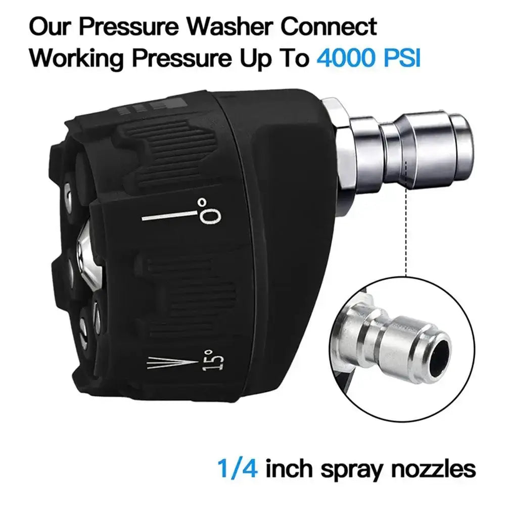 High Pressure Washer Spray Nozzle Six In One Rotating Tip 0 15 25 40 Degree Quick Connect Garden Cleaning