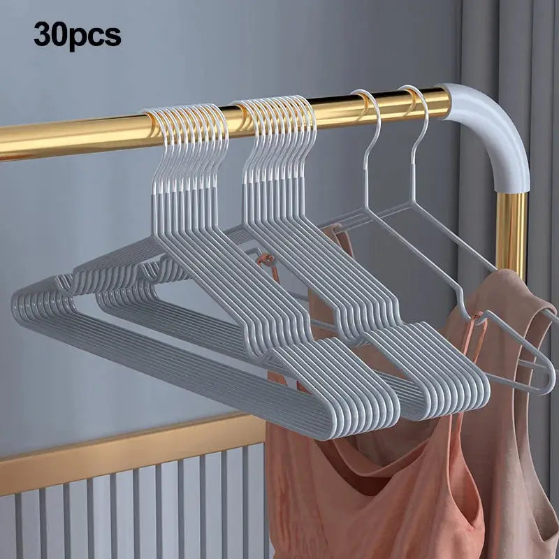 Metal seamless anti-slip clothes hangers, silver finish, 30pcs set