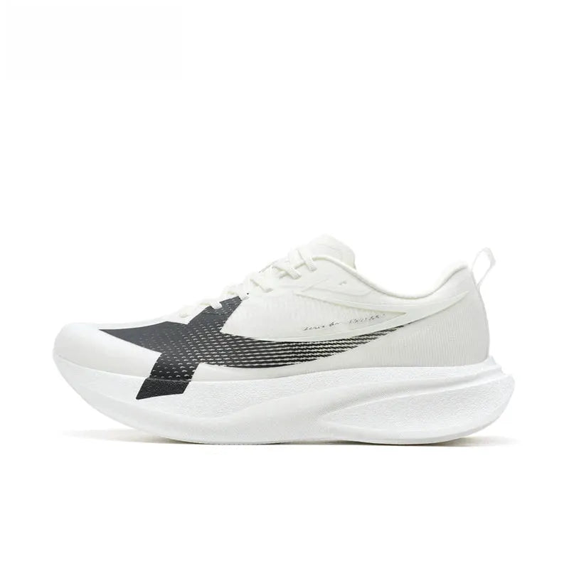 XTEP 2000km PRO men's running sneakers, white with black side graphic, cushioned lightweight stability shoe