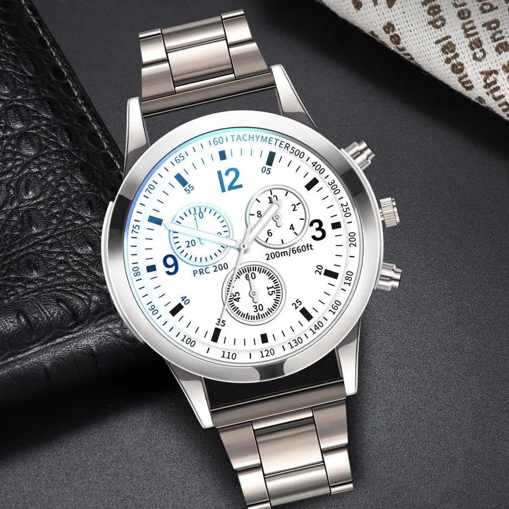 NovaTime Men Business Watch Stainless Steel Band Quartz Timepiece With Matching Bracelet