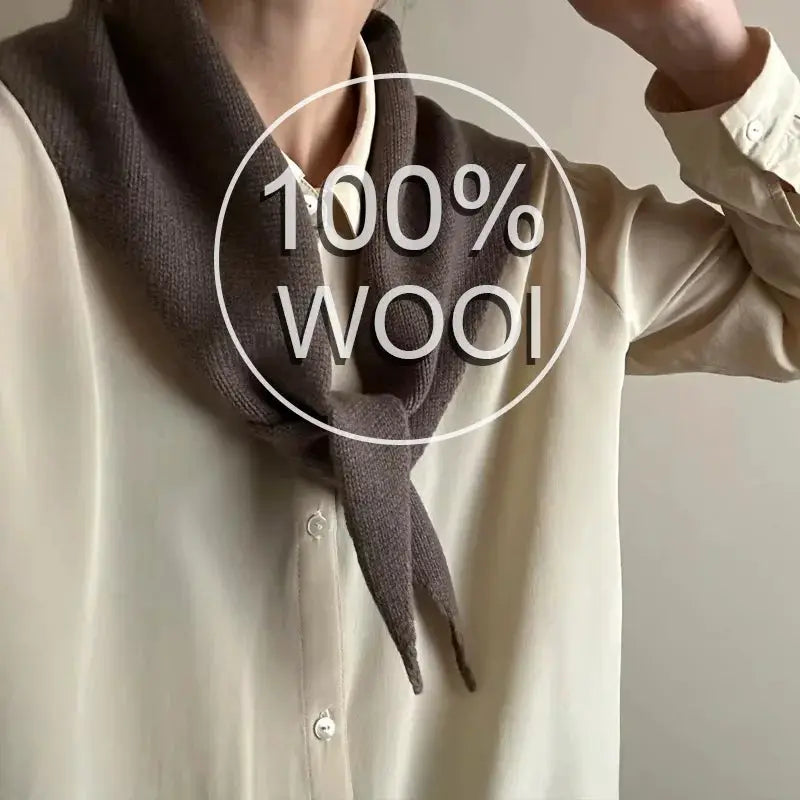 British Korean Triangle Scarf 100 Percent Wool Multifunctional Warm Knitted Headscarf For Women