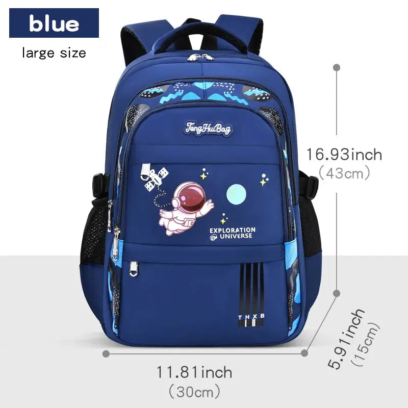 Astronaut blue school backpack, large size with space print and laptop sleeve