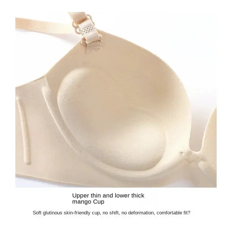 Women's seamless wireless bra cup in beige with adjustable strap