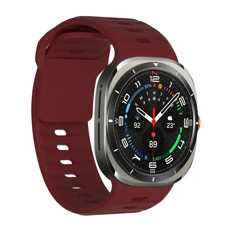 Marine Band silicone watch strap for Samsung Galaxy Watch Ultra2 47mm, maroon red.