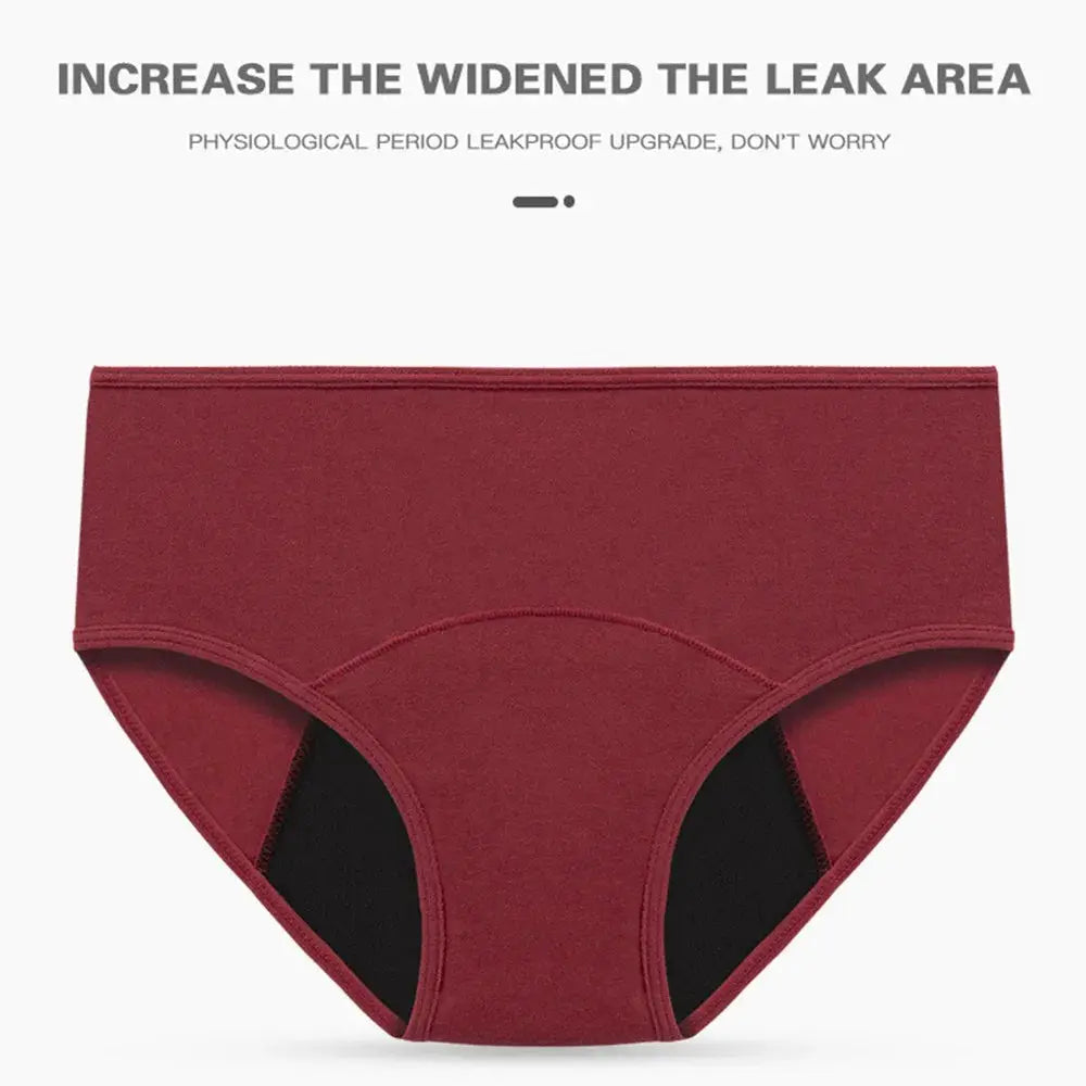 Simples Market burgundy menstrual panties; breathable cotton briefs with black gusset