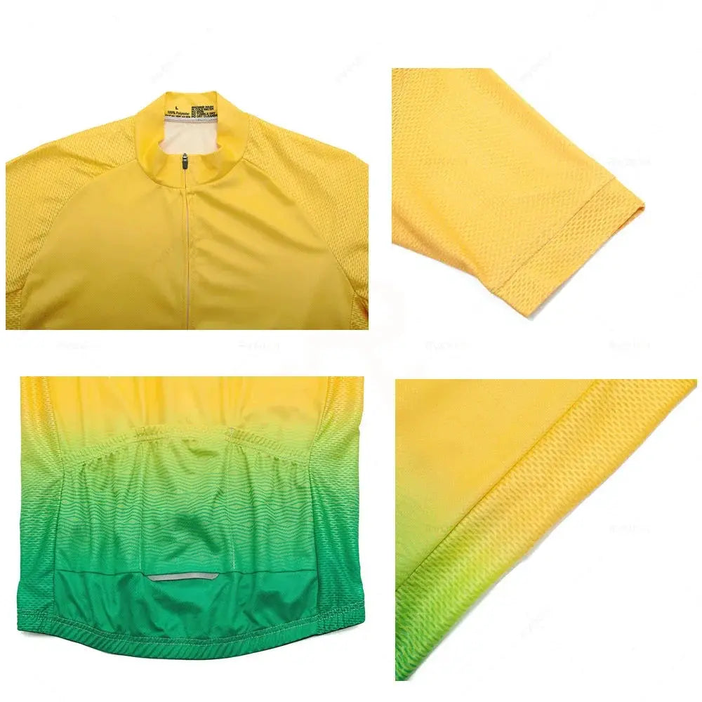 Rvouei cycling jersey set by Simples Market, yellow green gradient, short-sleeve, breathable summer road bike kit
