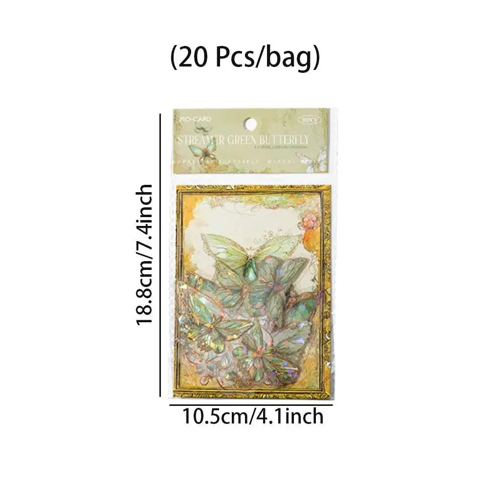 5Style 20 Pcs Pack INS Butterfly PET Sticker Set Ice Crystal Laser Gold For DIY Handbooks Scrapbooks 3D Decoration