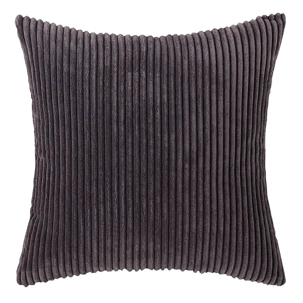 Lilac pink corduroy pillow cover with vertical ribbed texture; square cushion for couch, sofa or bed