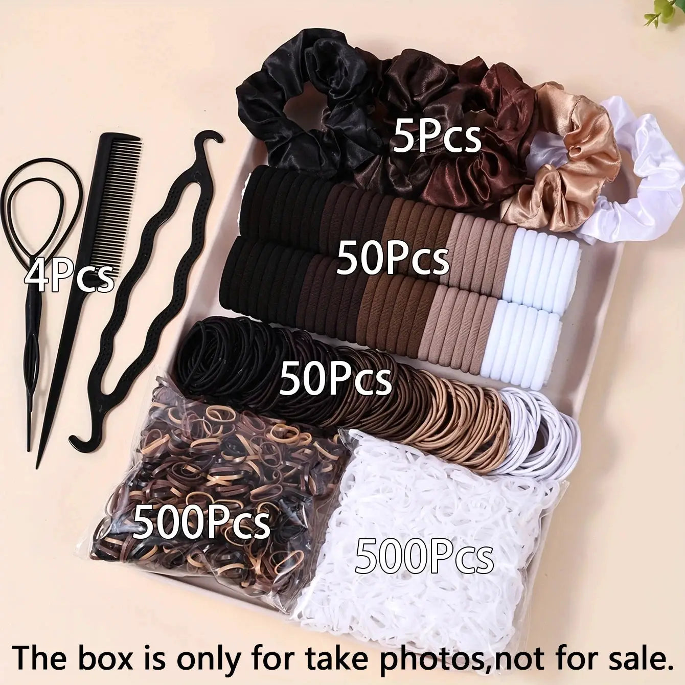 1109 Piece Women Hair Accessories Set For Dark Hair Elastic Seamless Ponytail Scrunchies Small Rubber Bands Headbands