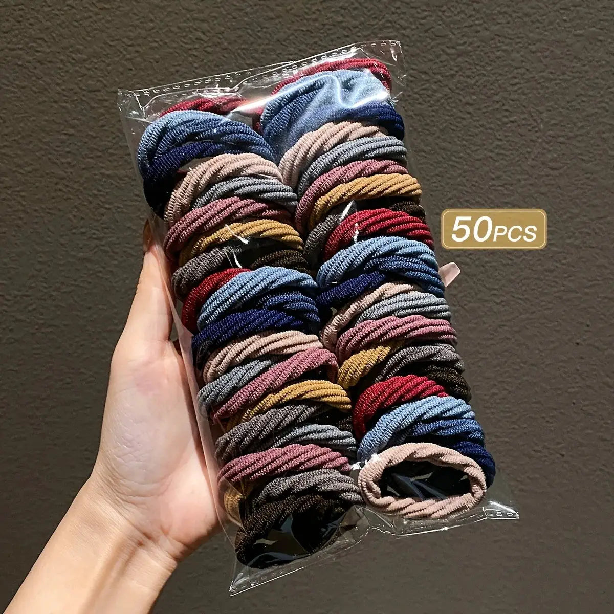 50 Mixed Color Girl Hair Ties Nylon Breathable Geometric Pattern Durable Secure Hold Hair Accessories For Everyday Wear