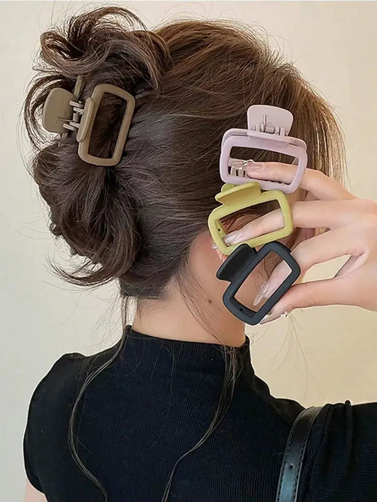 AuraGlow Square Hair Claw Clips Set Lightweight Durable Plastic For Everyday Styling And Makeup